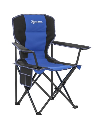 Folding Camping Chair with Pocket and Cup Holder with Carry Bag, Blue