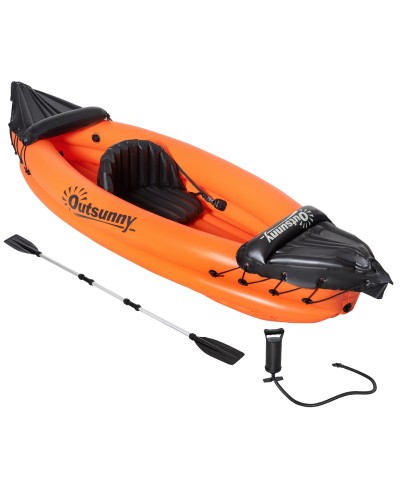 2-Person Inflatable PVC Canoe with 2 Aluminum Paddles and Accessories, Orange