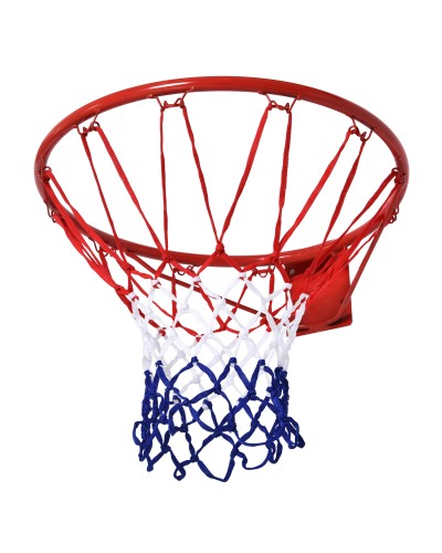 Wall-Mounted Iron Basketball Hoop with Nylon Net for Indoor and Outdoor Use, Φ46cm