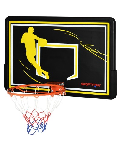 Indoor/Outdoor Steel & PE Basketball Hoop for Kids & Adults, 110x90x70 cm, Black & Yellow