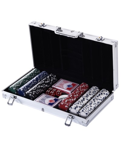 Professional Aluminum Poker Set, 300 Chips & 2 Decks for Texas Hold'em & Blackjack