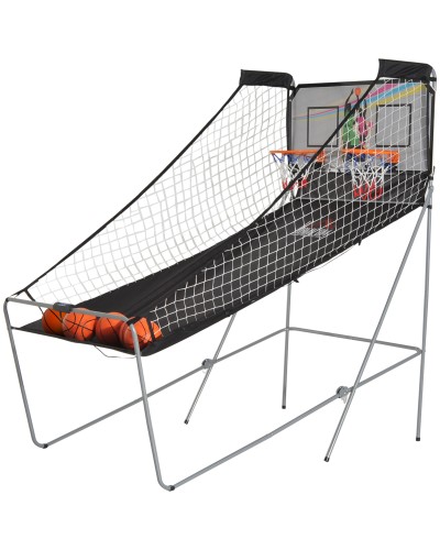 LED Scoreboard Basketball Hoop Set, 4 Balls, 8 Game Modes, 205x110x205 cm, Black & White