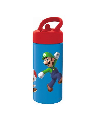 Super Mario Wasserflasche 410ml - Rot Blau - Tragbar Kinder
