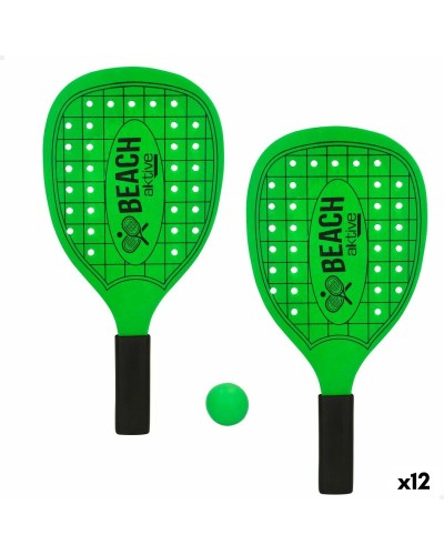 Aktive Neon - Set Raquettes de Plage en Bois avec Balle - 20x40 cm (12pcs)
