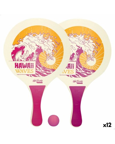 Aktive Hawai: Set Palas de Playa de Madera + Pelota - 23.5x38cm (12 Unidades)
