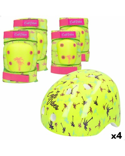 Colorbaby Set Protección Neón Cali Vibes Amarillo (4 Piezas) - Patinaje, Bicicleta
