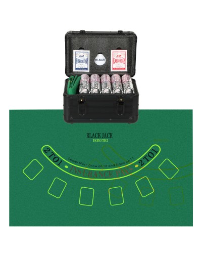 600-Chip Poker Set for 12 Players with Case, 2 Decks of Cards and Mat, Black