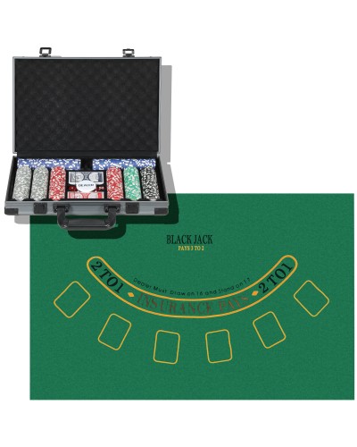  Set da Poker per 10 Giocatori con 400 Fiches, 2 Mazzi di Carte, 5 Dadi, Tappetino e Valigetta Grigia
