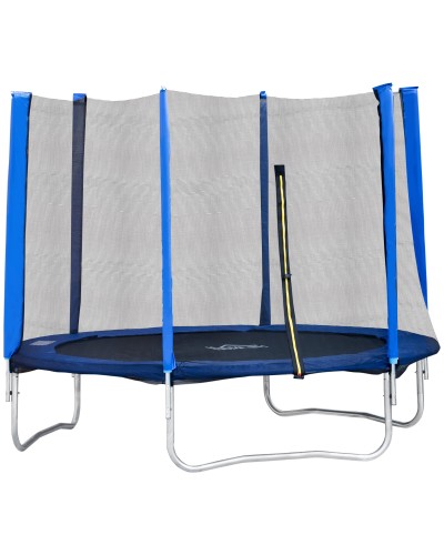  Trampolino Elastico Esterni con Rete di Sicurezza e Pali Imbottiti per Adulti e Bambini, 244x244x205cm