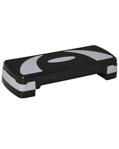 Adjustable Aerobic Stepper 10-15-20 cm Non-Slip, Black and Grey