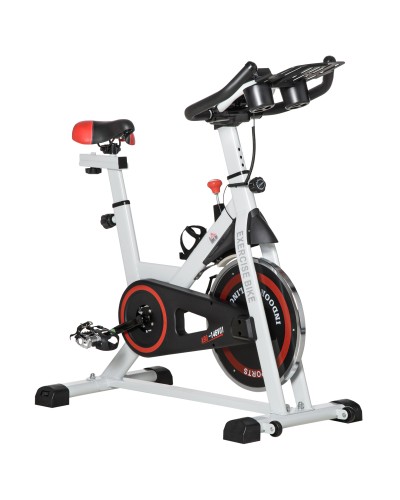  Cyclette Professionale, Bici da Spinning,
Cyclette da Camera Regolabile con Schermo LCD e Portabicchieri, Volano 8kg, Bianco