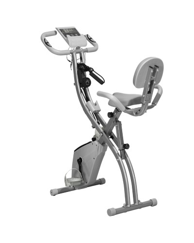 2-in-1 Folding Exercise Bike, 8-Level Adjustable Magnetic Resistance, Fitness Bike with Heart Rate Sensor & Resistance Bands