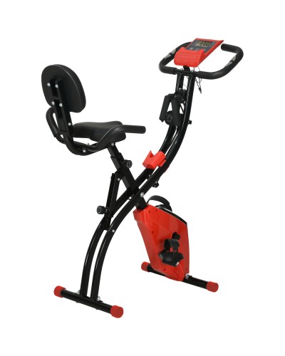 2-in-1 Folding Exercise Bike, 8-Level Adjustable Magnetic Resistance, Fitness Bike with Heart Rate Sensor, Resistance Bands
