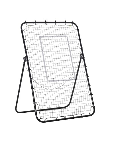  Rete da Calcio Rebounder Pieghevole con Bersaglio, Altezza e Angolazione Regolabili, Metallo e PE, 123x73x178.5cm, Nero