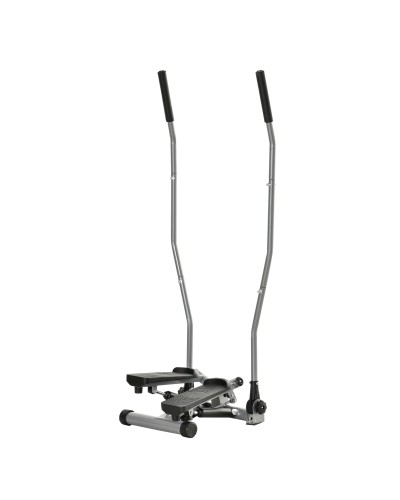 Stepper Fitness con Maniglia e Bande Elastiche, Stepper con Monitor LCD per Allenamento a Casa e Palestra, Argento