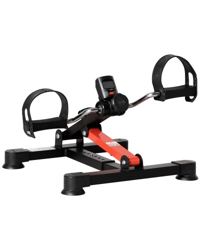  Mini Cyclette per Riabilitazione con Altezza e Resistenza Regolabile e Display LCD, in Acciaio e ABS, Nera e Rossa