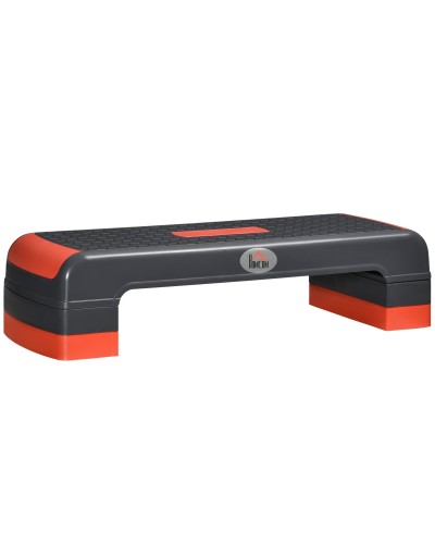 Adjustable Aerobic Step Platform - 3 Height Levels (10-15-20cm) - Black and Red