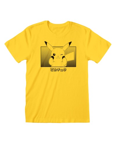 Unisex T-paita Pokémon Pikachu Katakana Keltainen