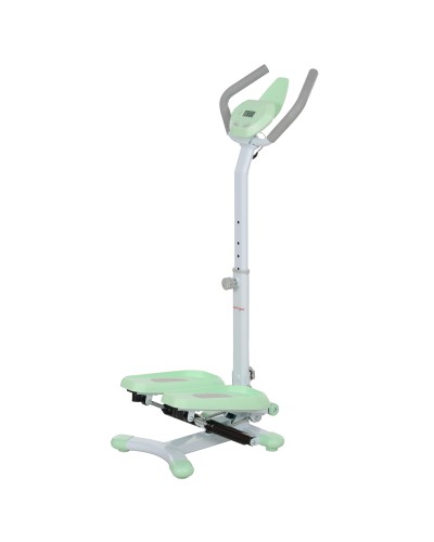  Stepper con Manubrio e Gradino Regolabile e Monitor LCD, in Acciaio e ABS, 48x38x108-118 cm, Verde