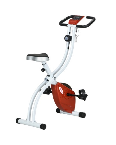  Cyclette Magnetica Pieghevole a 8 Livelli di Resistenza con Seduta Regolabile, in Acciaio, 97x43x110 cm, Rosso