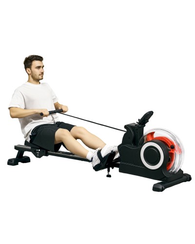 6-Level Resistance Folding Water Rowing Machine, Steel & PC, 190x50x65 cm, Red