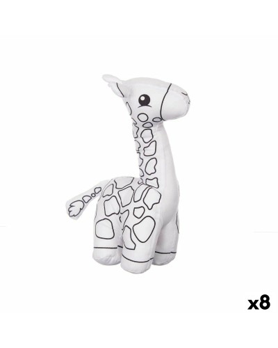 Peluche Girafe à Colorier Blanc Noir 17x22cm - Lot de 8 Pièces
