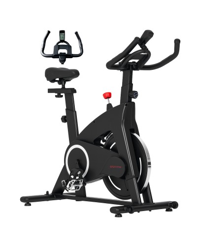  Cyclette Magnetica con Volano 10 kg, Sedile e Manubrio Regolabili, Monitor LCD, Porta Tablet, Nero