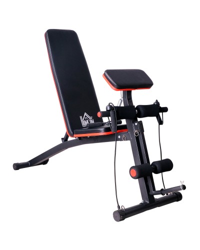  Panca Multifunzione Regolabile per Addominali,  Panca Pesi Palestra per Allenamento Braccia e Gambe 54x160x106cm, Nero e Rosso