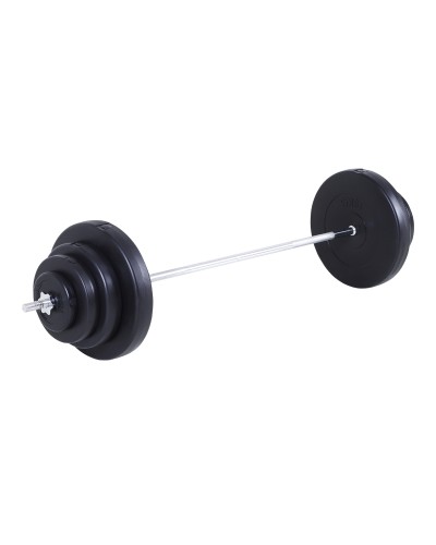 70kg Barbell and Weight Set, 8 Plastic Coated Weight Plates & Iron Bar, 170x40.5x40.5cm Black