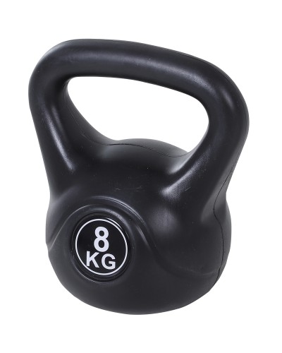 8kg Kettlebell for Sports and Fitness with Flat Base and Handle, Plastic and Sand Filled Weights, 22x17x24 cm, Black