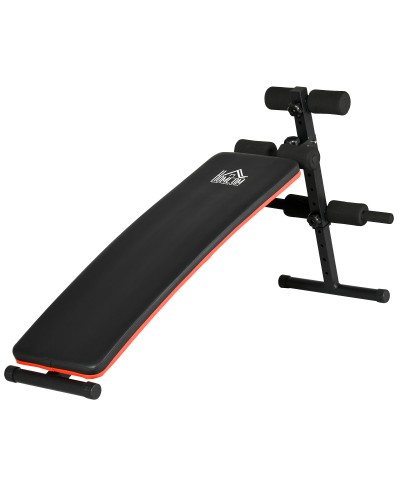  Panca per Addominali Pieghevole e Regolabile con Schienale Imbottito, 47x139x51-69cm, Nero e Rosso