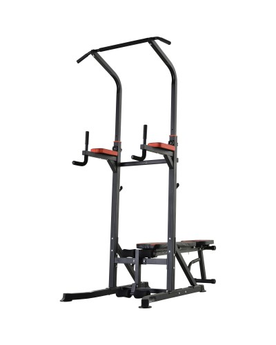 Power Tower Pieghevole, Stazione Fitness Multifunzione Regolabile in 7 Posizioni con Sbarra Trazioni, Dip Station, Pull UP Stat