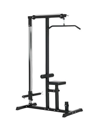  Stazione Fitness Pull Down da Casa con Panca e Cavo Regolabile, in Acciaio 107x120x190cm Nero