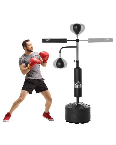 3-in-1 Freestanding Boxing Bag with 2 Speedballs, Swivel Bar and Punching Bag, Adjustable Height 160-230cm, Black