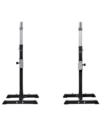 Steel Barbell Rack Set (2), Adjustable Height J-Hooks, 150kg Capacity, 55x57x105-170cm, Black