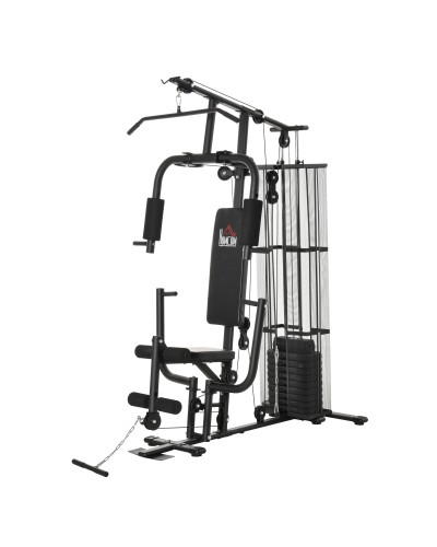  Stazione Fitness Palestra Multifunzione per Allenamento a Casa e Professionale, Acciaio 150x110x210cm Nero
