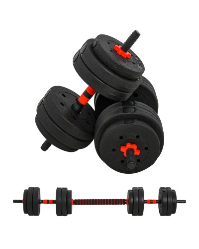 2-in-1 Dumbbell Barbell Set, 25kg Total with 12 Weight Plates Steel & Plastic, Home Workout