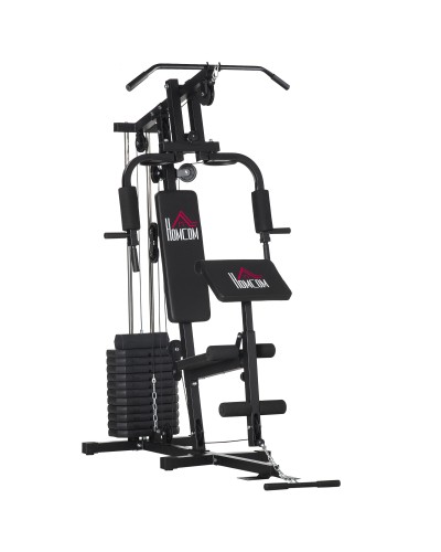  Stazione Fitness con Seduta e Schienale Imbottiti, in Acciaio e PU, 135x103x210 cm, Nero