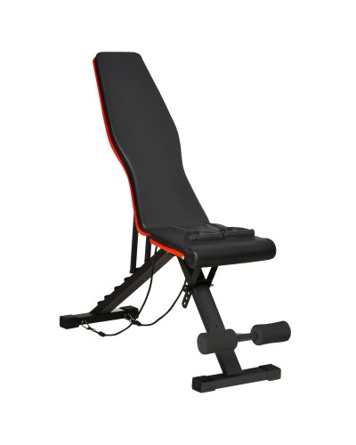 Multifunctional Abdominal & Weight Bench, Adjustable Incline & Resistance Bands, 130x48x48-109cm, Black