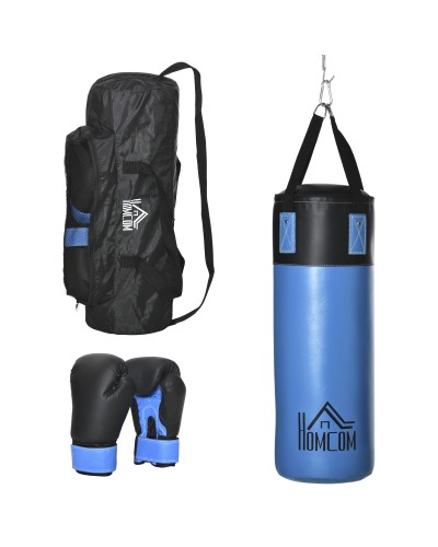 Hanging Boxing Set with Gloves, 3-Layer Punching Bag with Carry Bag, Blue