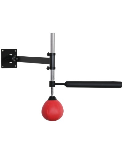  Speed Bag a Parete per Boxe e MMA ad Altezza Regolabile con Asta, Acciaio e PU, 79x72x20 cm, Rosso