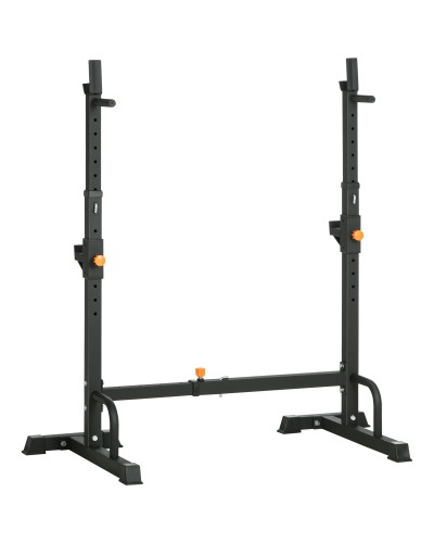 Adjustable Barbell Rack with Dip Station and Push Up Supports, 111-151x69x120-150 cm, Black