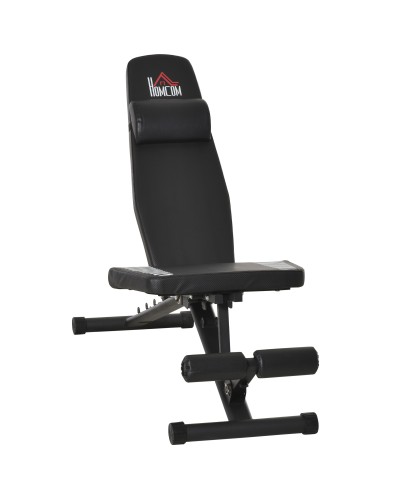  Panca Pesi Multifunzione per Palestra, Pieghevole e Regolabile 145x55x41-114cm - Nero