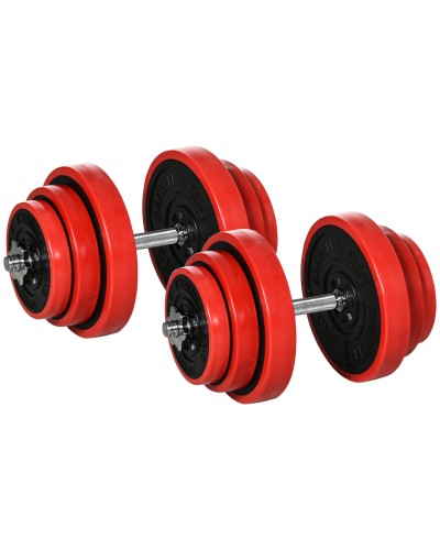  Set Manubri Palestra con Pesi da 40kg rivestiti in Gomma, in Metallo e Sabbia di Ferro, 45x26x26 cm, Rossa