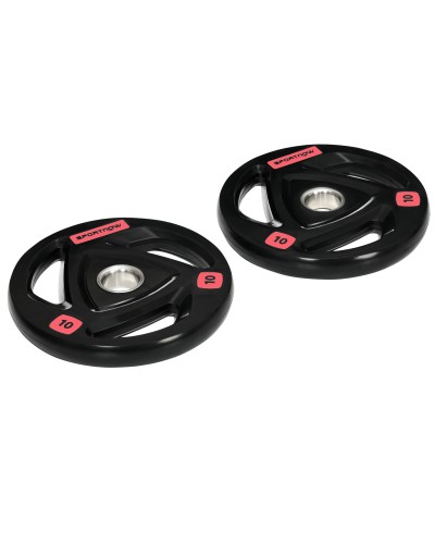  Set di 2 Dischi Pesi da 10kg in Acciaio con Rivestimento in Gomma per Bilanciere