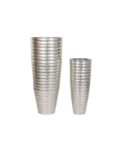 Set med planteringskärl Home ESPRIT Silvrig Metall 51 x 51 x 123 cm