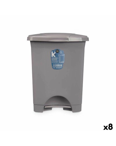 Pedaalemmer Grijs Plastic 10 L (8 Stuks)