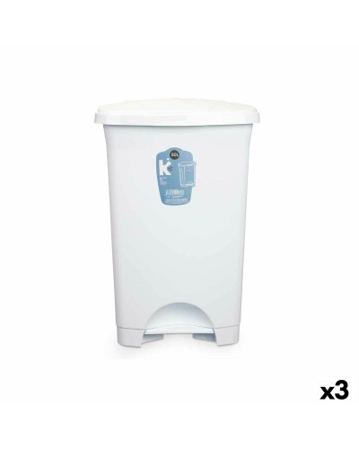 Pedaalemmer Wit Plastic 50 L (3 Stuks)