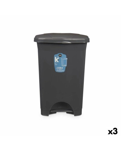 Pedaalemmer Antraciet Plastic 50 L (3 Stuks)