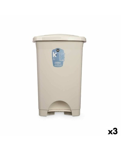 Tretabfalleimer Beige Kunststoff 50L - Günstiges 3er Set
